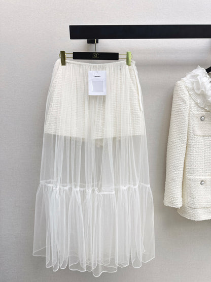 Chan NEW woven short+mesh skirts