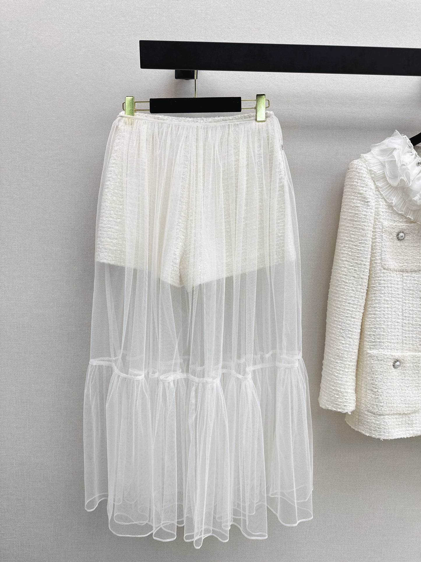 Chan NEW woven short+mesh skirts