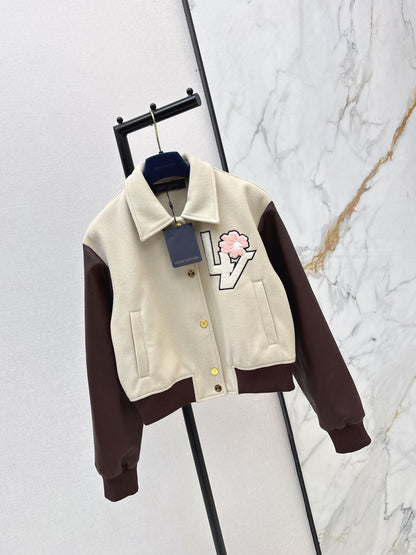 Louis NEW patchwork leather woolen baseball jacket