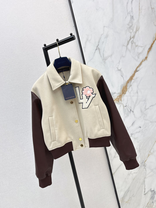 Louis NEW patchwork leather woolen baseball jacket