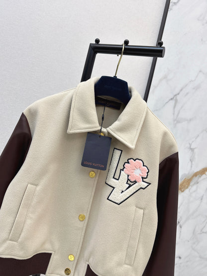 Louis NEW patchwork leather woolen baseball jacket