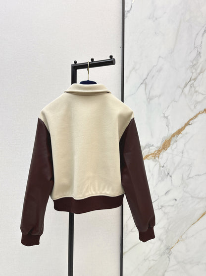 Louis NEW patchwork leather woolen baseball jacket
