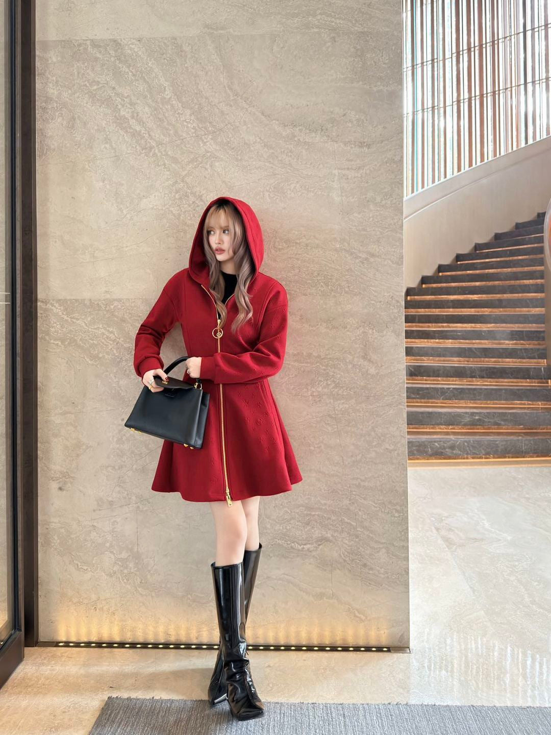 Louis NEW hooded zip-upsweatshirt dress