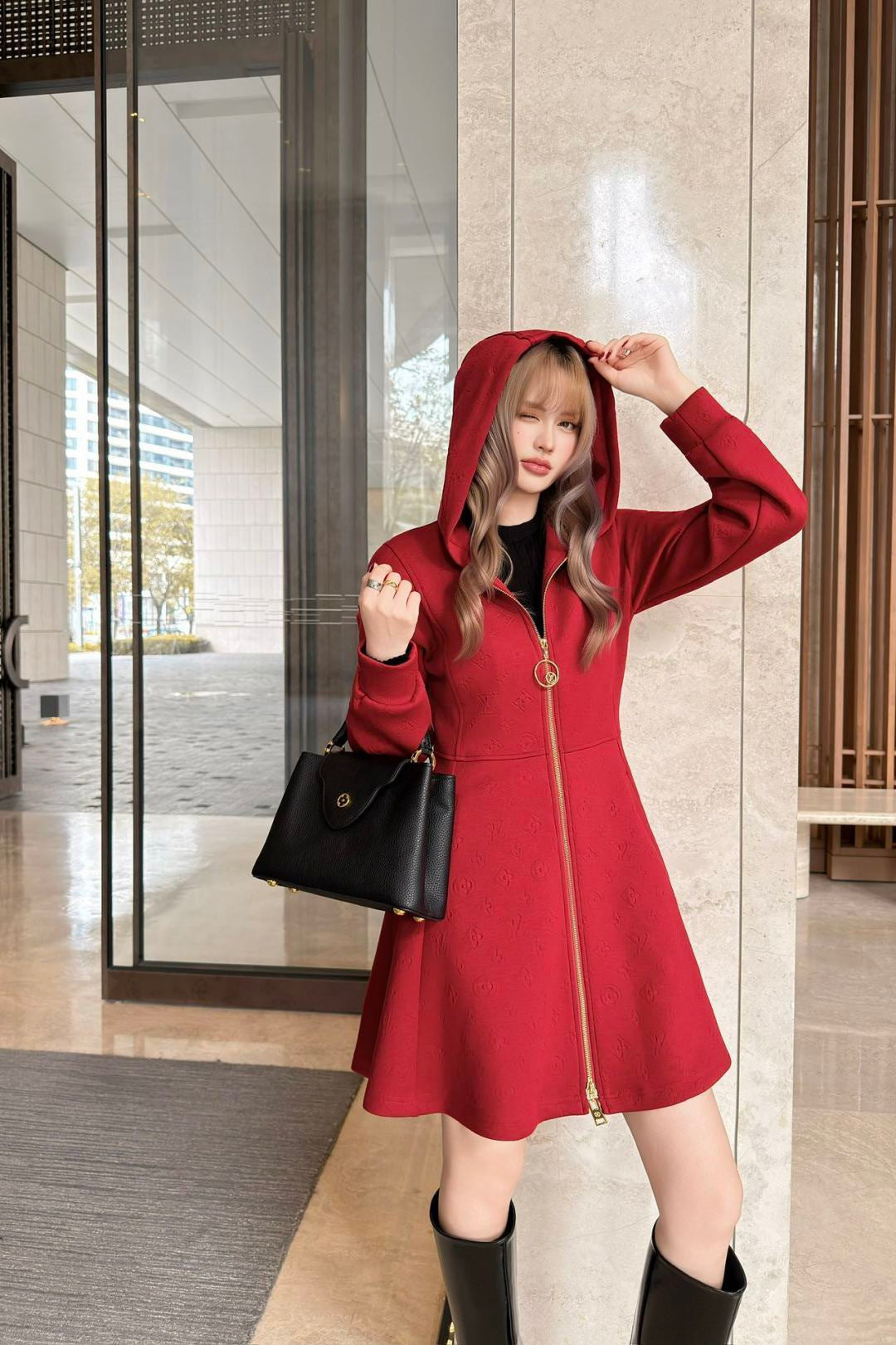 Louis NEW hooded zip-upsweatshirt dress