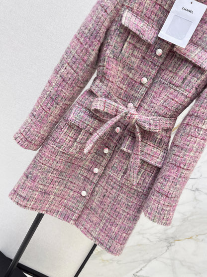 Chan NEW check tweed coat dress