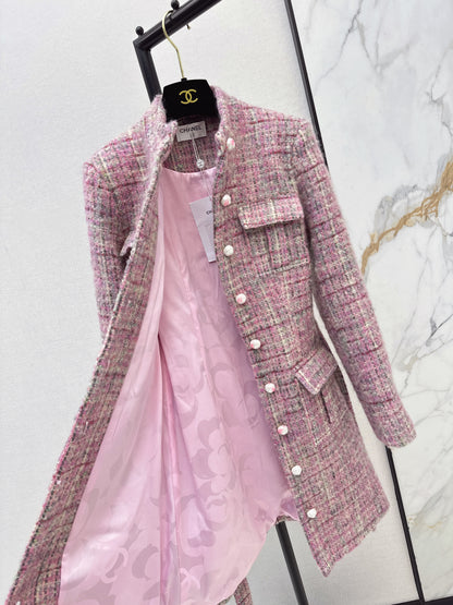Chan NEW check tweed coat dress