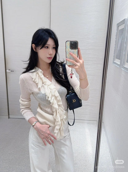 CD NEW detachable lace collar cardigan