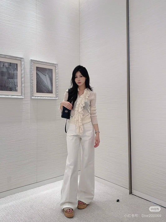 CD NEW detachable lace collar cardigan