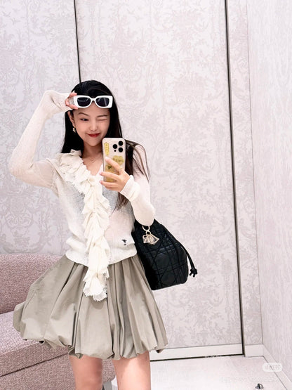 CD NEW detachable lace collar cardigan