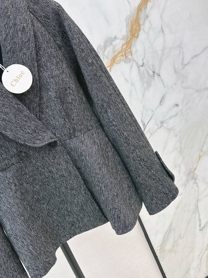 Chol NEW ruffle-hem belted jacket