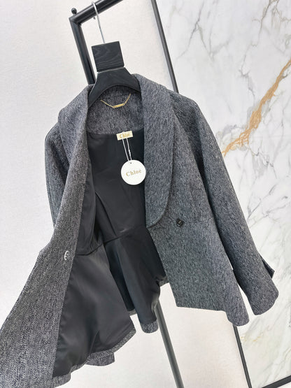 Chol NEW ruffle-hem belted jacket