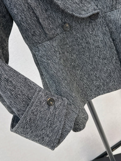 Chol NEW ruffle-hem belted jacket