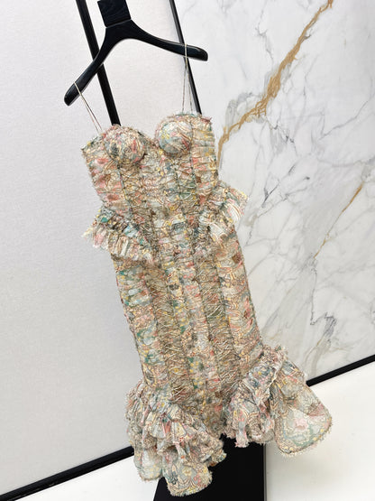 Zimm NEW silk strapless floral print dress