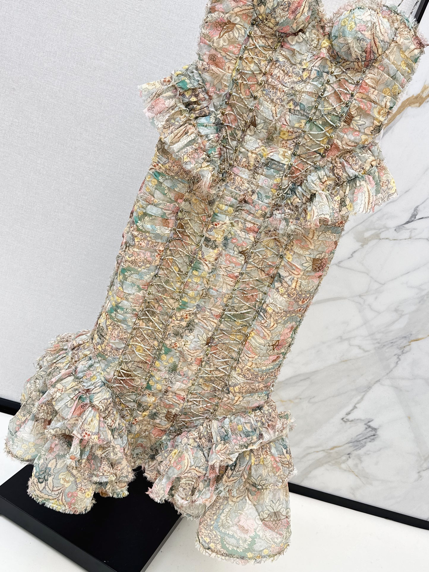 Zimm NEW silk strapless floral print dress