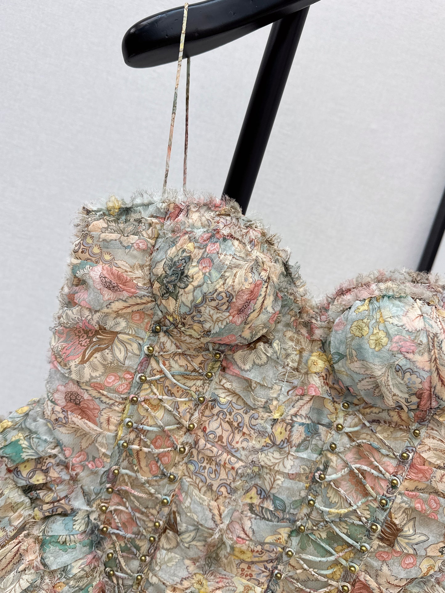 Zimm NEW silk strapless floral print dress