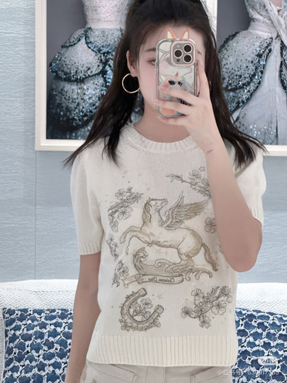 CD NEW embroidery cashmere sweater