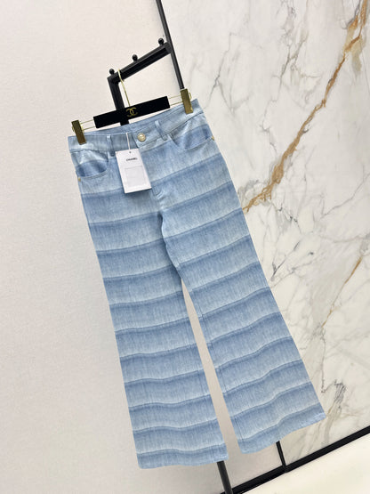 Chan NEW  laser-washed stripeddenim jeans