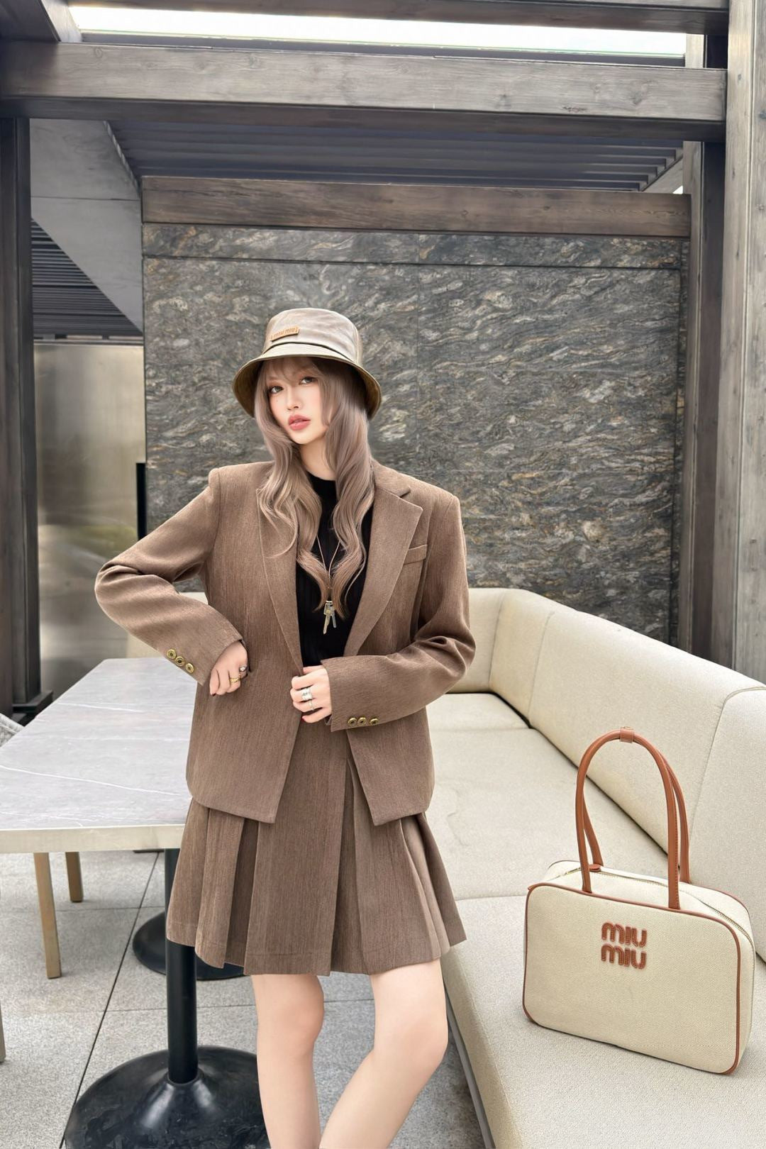 Miu NEW suit jacket pleated skirts