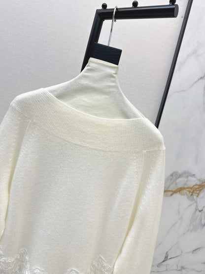 Es NEW embroidery lace sweater