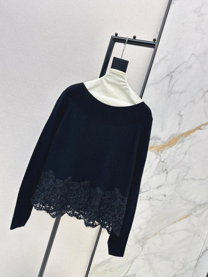Es NEW embroidery lace sweater