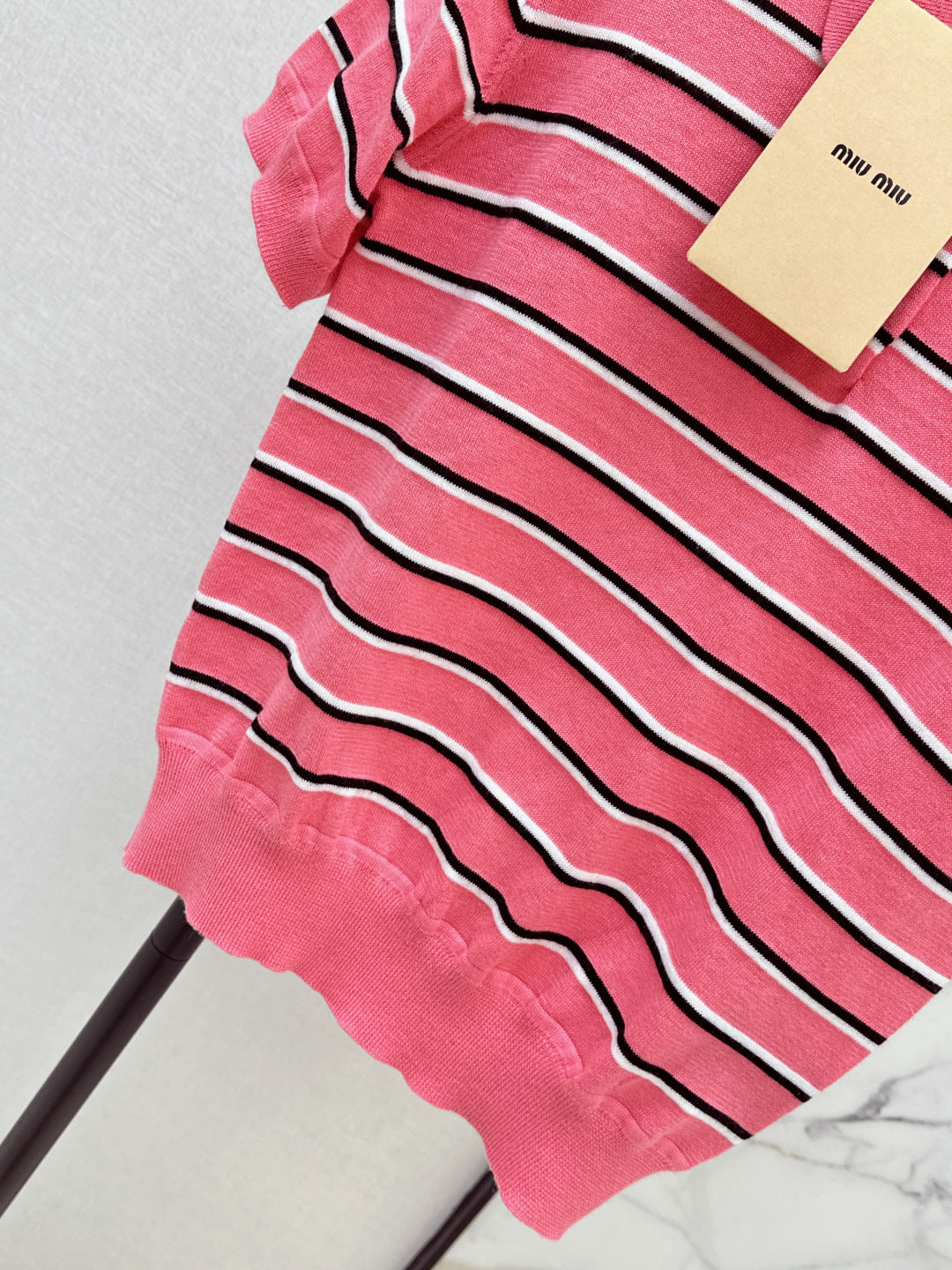 Miu NEW stripe polo knit sweater