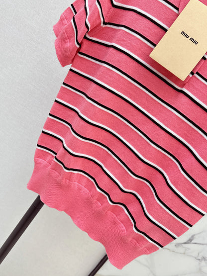 Miu NEW stripe polo knit sweater