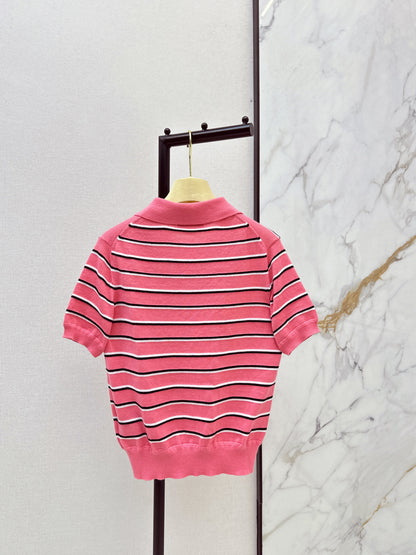 Miu NEW stripe polo knit sweater