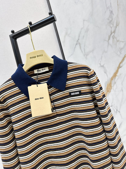 Miu NEW stripe polo shirts