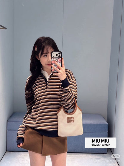 Miu NEW stripe polo shirts