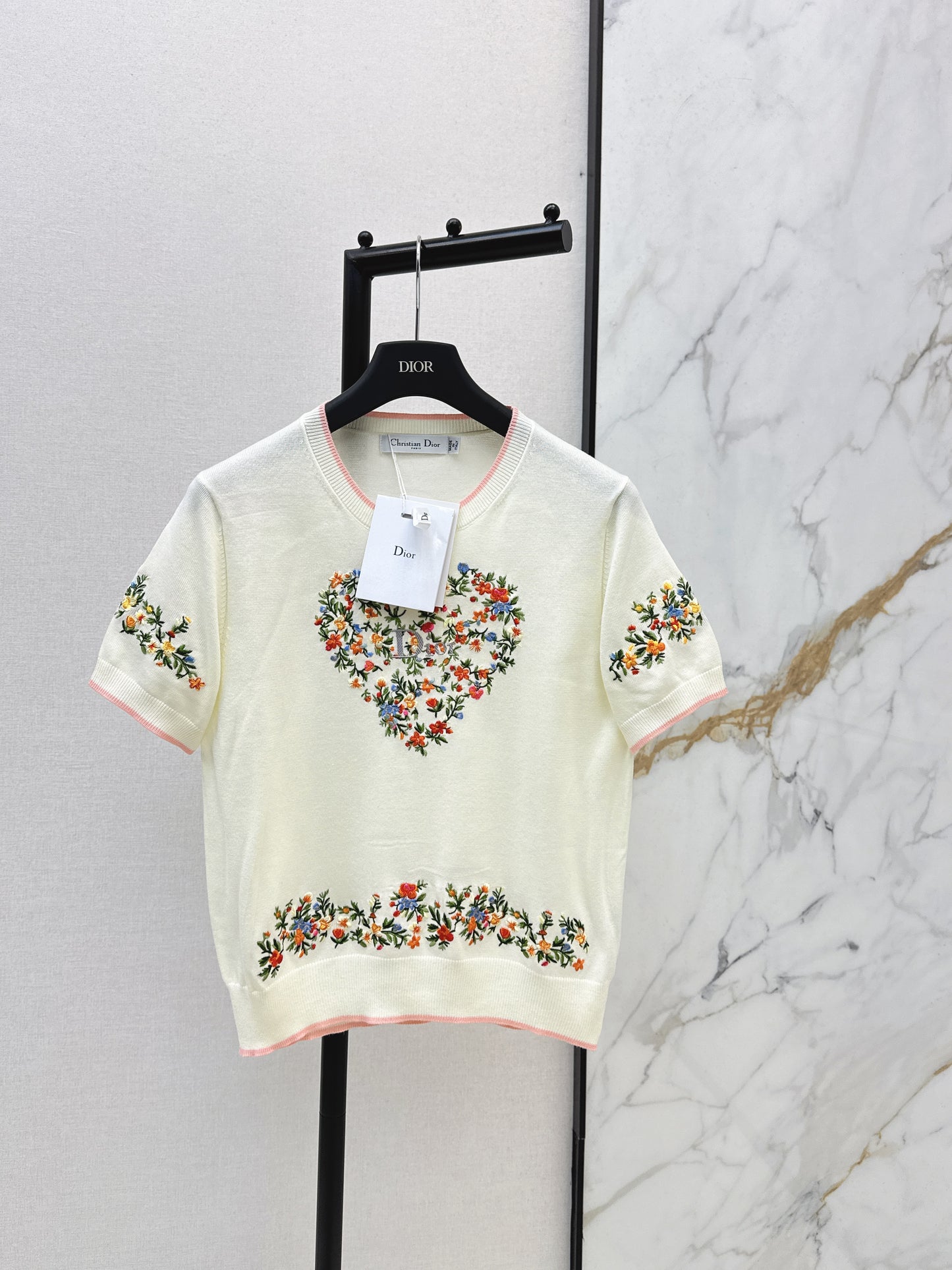 CD NEW embroidered short-sleeved sweater