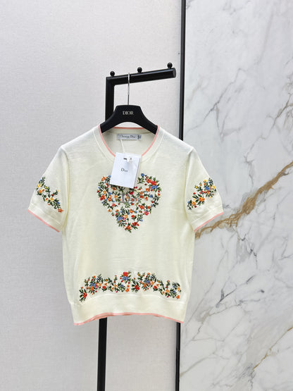 CD NEW embroidered short-sleeved sweater