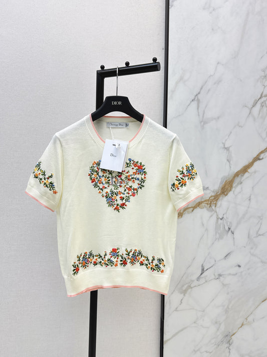 CD NEW embroidered short-sleeved sweater