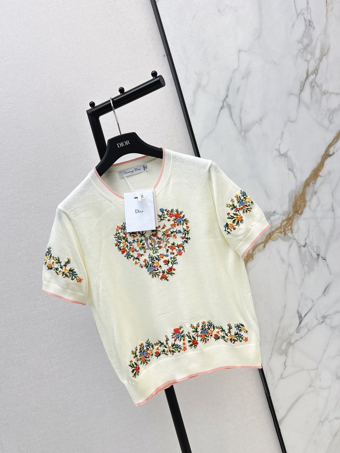 CD NEW embroidered short-sleeved sweater