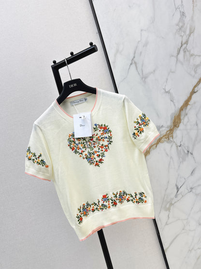 CD NEW embroidered short-sleeved sweater