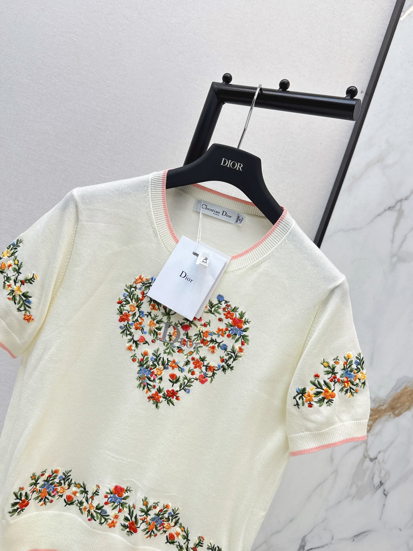 CD NEW embroidered short-sleeved sweater