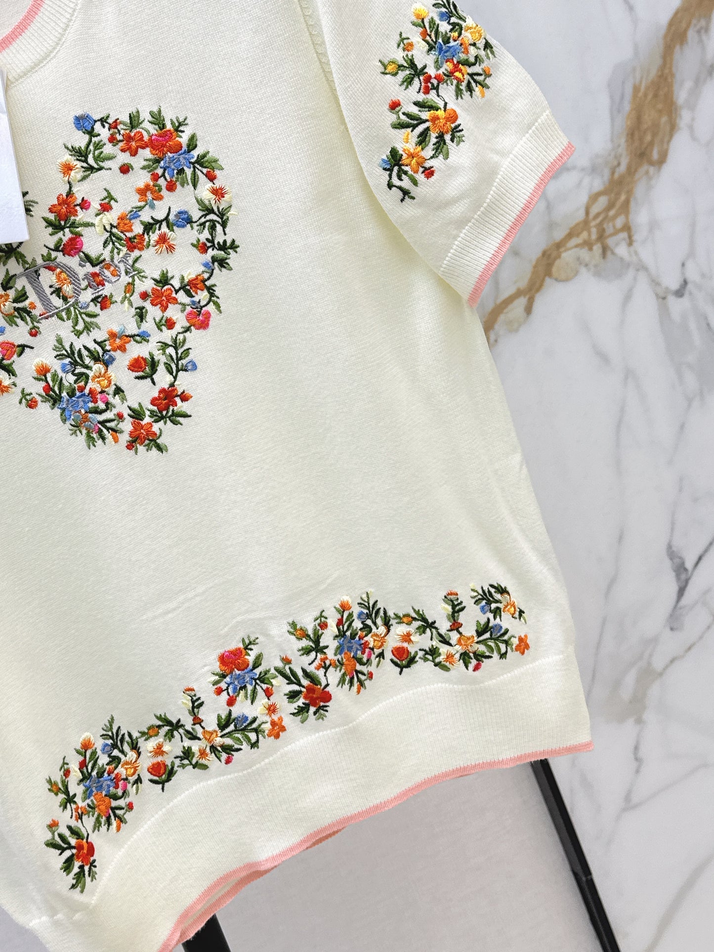 CD NEW embroidered short-sleeved sweater