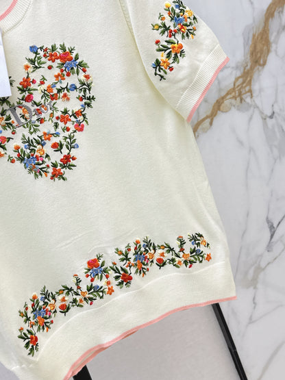 CD NEW embroidered short-sleeved sweater