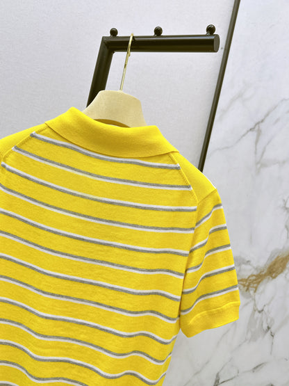 Miu NEW stripe polo knit sweater
