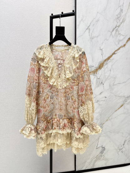 Zimm NEW lace contract flower dress