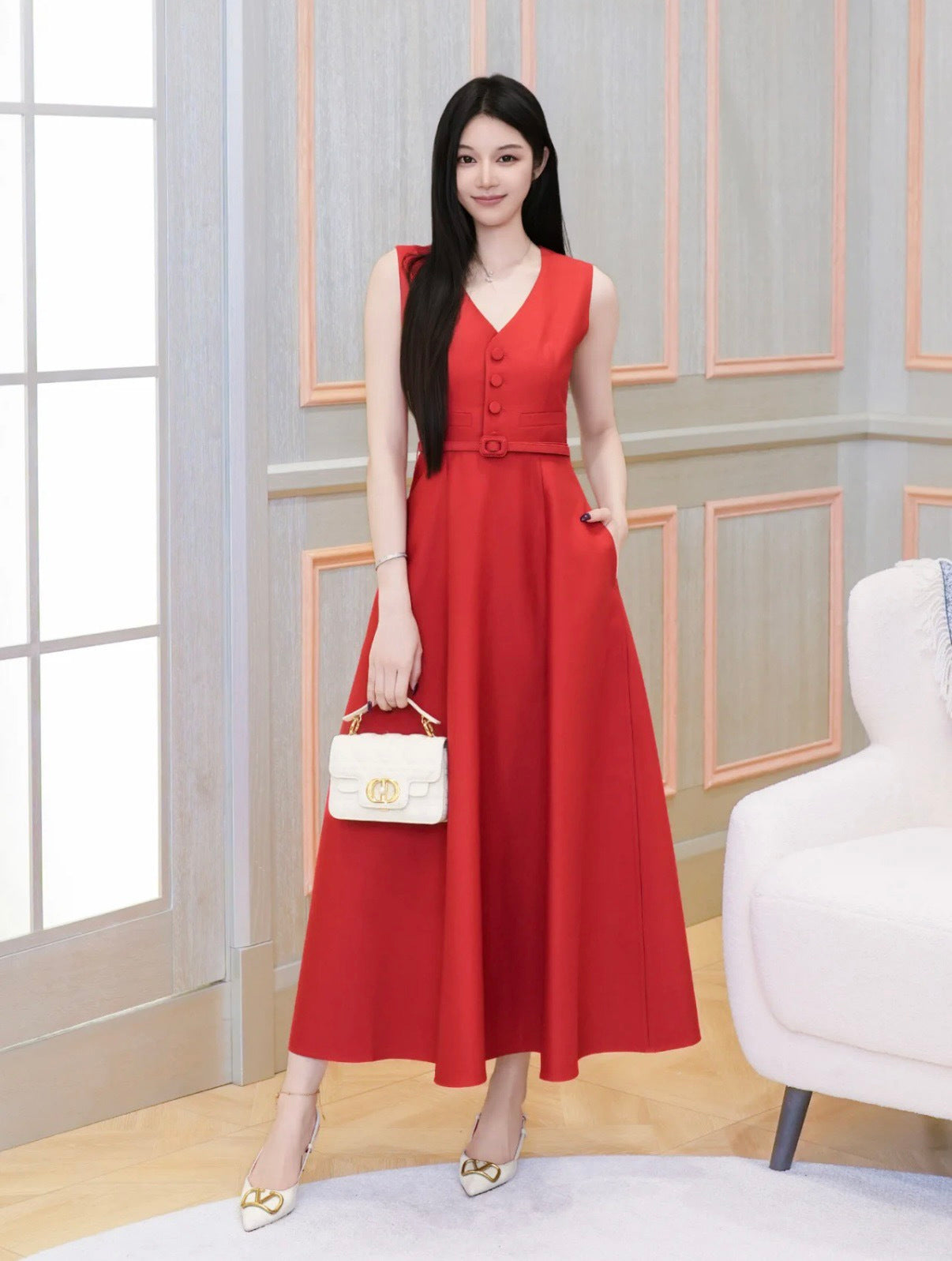 CD NEW sleeveless back-bow cocktail dress