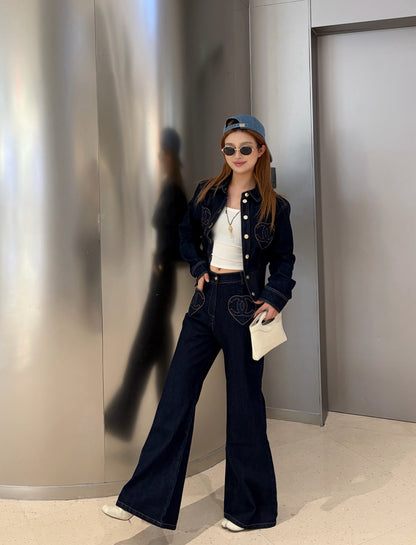 Chan NEW heart flared jeans