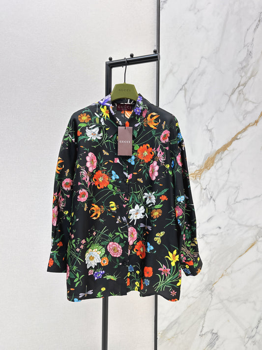 Guc NEW print floral silk shirt