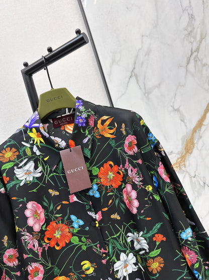 Guc NEW print floral silk shirt