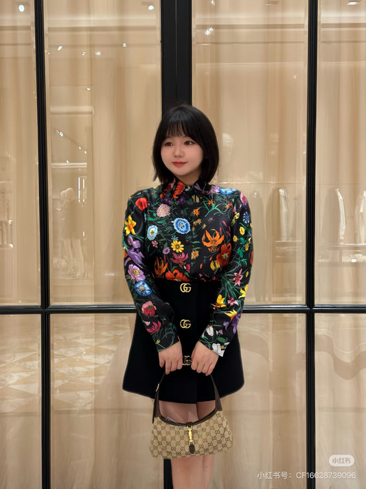 Guc NEW print floral silk shirt
