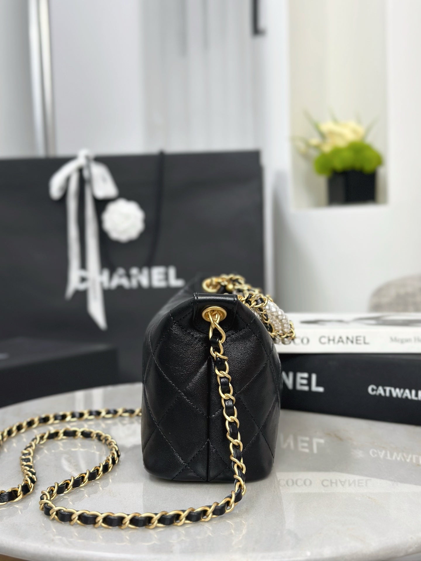 Chan NEW 26C hobo pearl chain bag